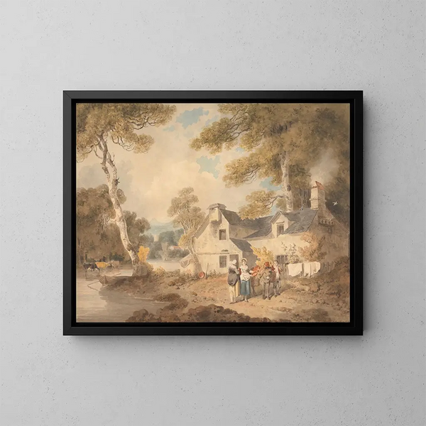 Potier en reis voor een cottage - Francis Wheatley — ingelijst kunstwerk aan de muur