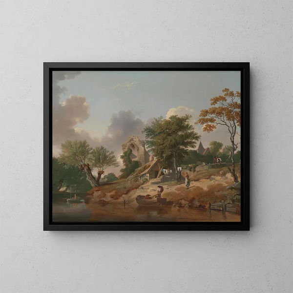 Uitzicht op de Medway - Francis Wheatley — ingelijst kunstwerk aan de muur