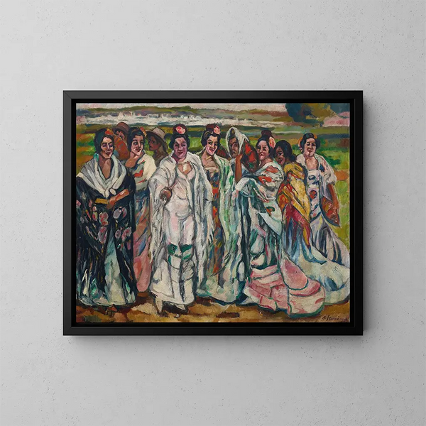 Chulas - Francisco Iturrino — ingelijst kunstwerk aan de muur