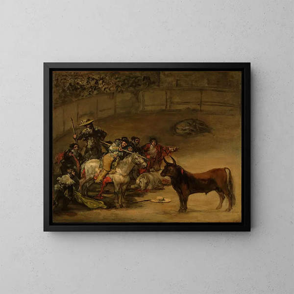 Lutte de taureaux, suerte de varas - Francisco de Goya — ingelijst kunstwerk aan de muur