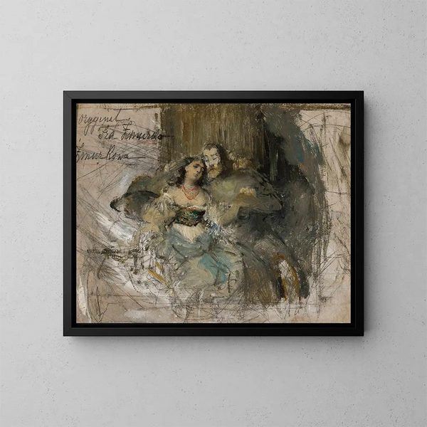 Kazimierz en Esterka - Franciszek Żmurko — ingelijst kunstwerk aan de muur