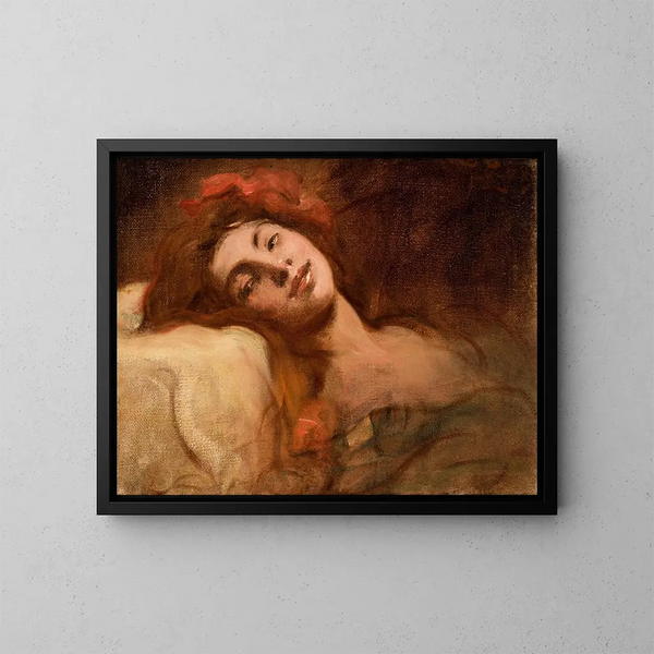 Studie van een vrouwenhoofd - Franciszek Żmurko — ingelijst kunstwerk aan de muur