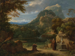 Francois Xavier Fabre - Saint Anthony Of Padua introducing Two Novices To Friars In A Mountainous Landscape.webp