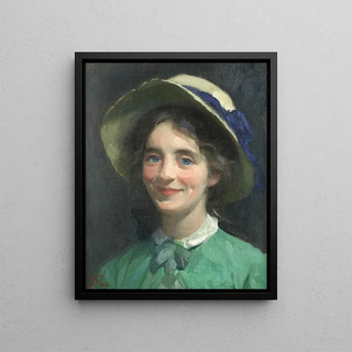 Frank Bramley - Portrait of a girl in a hat.webp