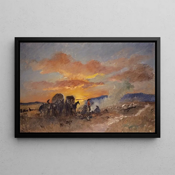 Frank Buchser - Campfire at Sunrise in the Laramie Plains.webp