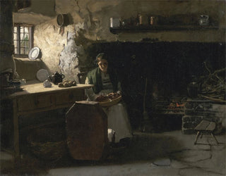 Schillen van aardappelen - Frank Holl — weergave van het kunstwerk