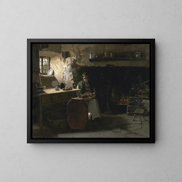 Schillen van aardappelen - Frank Holl — ingelijst kunstwerk aan de muur