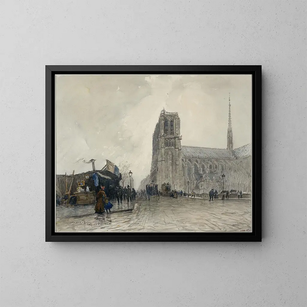 Notre-Dame gezien vanaf de Pont au Double - Frank Myers Boggs — ingelijst kunstwerk aan de muur