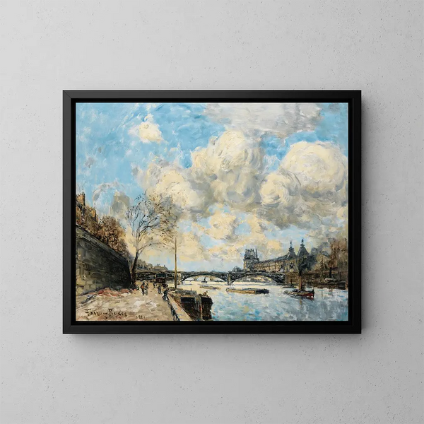 Parijs, de Seine en het Louvre - Frank Myers Boggs — ingelijst kunstwerk aan de muur