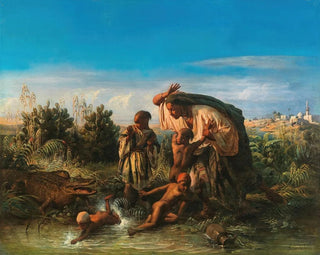 FranoisAuguste Biard - Scene on the Nile a Family is Attacked by a Crocodile.webp