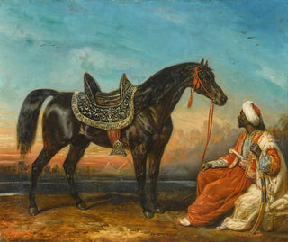 FranoisGabrielGuillaume Lpaulle - An Arabian Stallion and his Groom Egypt.webp