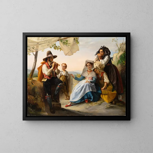 Een Italiaanse scène, de fluitspeler - François-Joseph Navez — ingelijst kunstwerk aan de muur