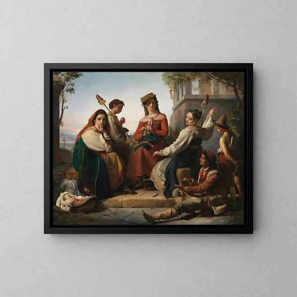 De wevers van Fondi - François-Joseph Navez — ingelijst kunstwerk aan de muur