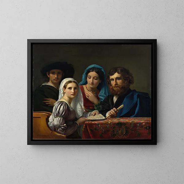 Muziekscène - François-Joseph Navez — ingelijst kunstwerk aan de muur