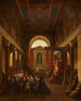 Preek binnen in de Santa Bibiana kerk - François-Marius Granet — weergave van het kunstwerk