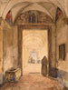 binnenkant van de kloostergang met een sarcofaag - François-Marius Granet — weergave van het kunstwerk