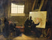 De vader Pozzo schilderend in zijn atelier omringd door monniken van zijn orde - François-Marius Granet — weergave van het kunstwerk