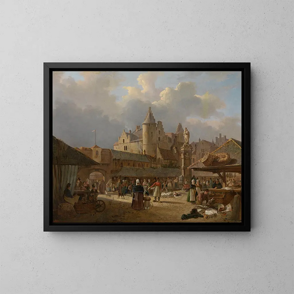De oude vismarkt van Antwerpen - François Antoine Bossuet — ingelijst kunstwerk aan de muur