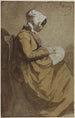 La Brodeuse - François Bonvin — weergave van het kunstwerk