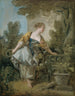 Een jong meisje in een park - François Boucher — weergave van het kunstwerk