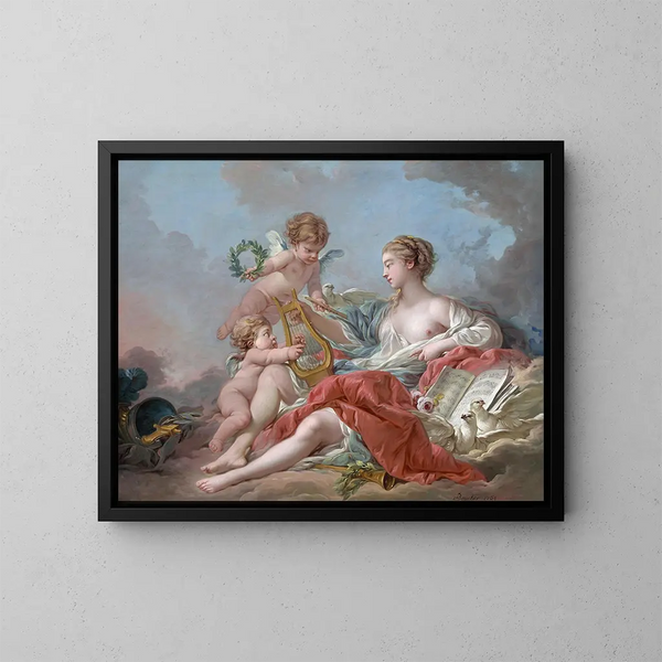 Allegorie van de muziek - François Boucher — ingelijst kunstwerk aan de muur
