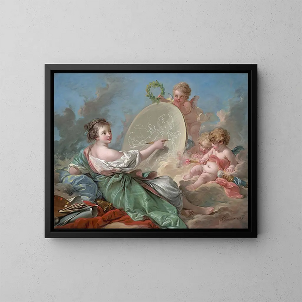 Allegorie van de schilderkunst - François Boucher — ingelijst kunstwerk aan de muur
