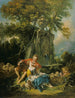 Pastorale met een paar bij een fontein - François Boucher — weergave van het kunstwerk