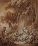 Pastorale schilderij met fluitspeler - François Boucher — weergave van het kunstwerk