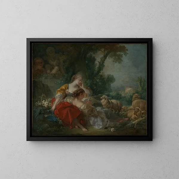 Twee herdersvrouwen - François Boucher — ingelijst kunstwerk aan de muur