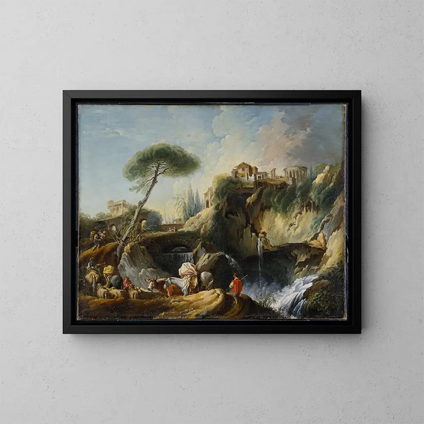 van Tivoli uitzicht met de Vesta-tempel - François Boucher — ingelijst kunstwerk aan de muur