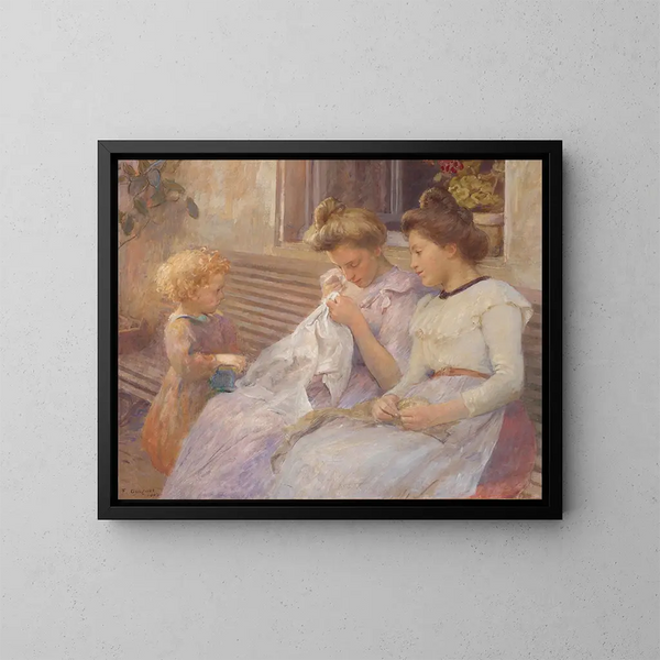 De jonge naaisters - François Guiguet — ingelijst kunstwerk aan de muur