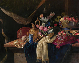 Franois Habert - Still life with ewer a bunch of tulips and a mandolin.webp