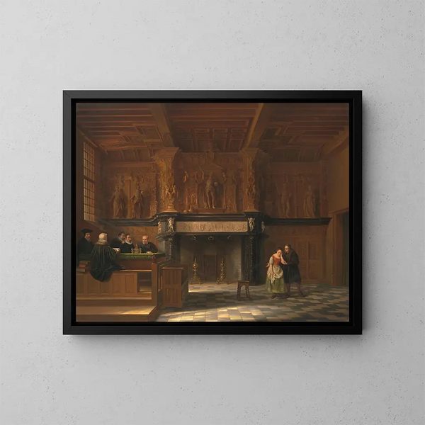 De rechtszaal van het Burg t Vrije in Brugge - François Joseph Corneille Haselaer — ingelijst kunstwerk aan de muur