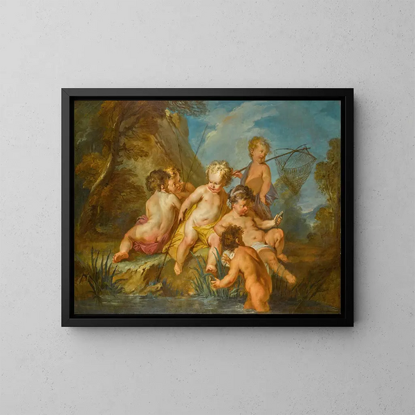 De liefdes van de vissers - François Lemoyne — ingelijst kunstwerk aan de muur