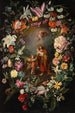 Saint John carrying the Child Jesus with God the Father and angels surrounded by a garland of flowers - Frans Francken the Younger — artwork view