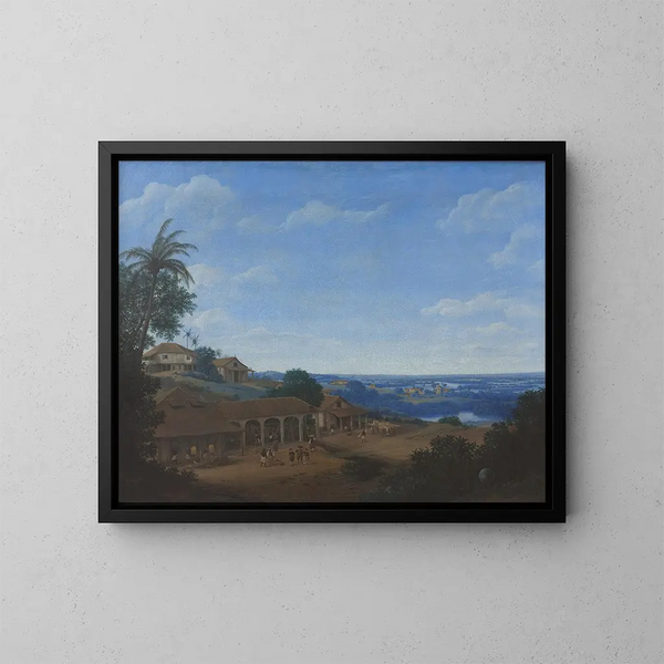 Landschap in Brazilië met suikerrietplantage - Frans Post — ingelijst kunstwerk aan de muur