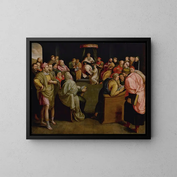 De Christus onder de artsen - Frans Pourbus de Oudere — ingelijst kunstwerk aan de muur