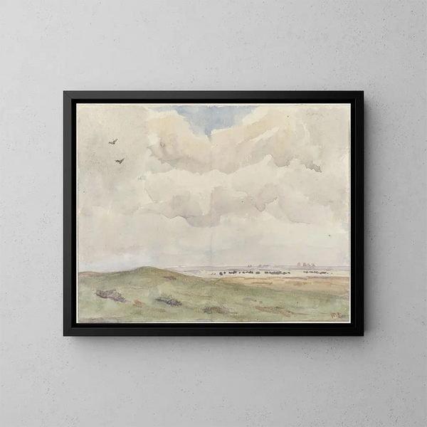 Landschap met duinen en kudde - Frans Smissaert — ingelijst kunstwerk aan de muur
