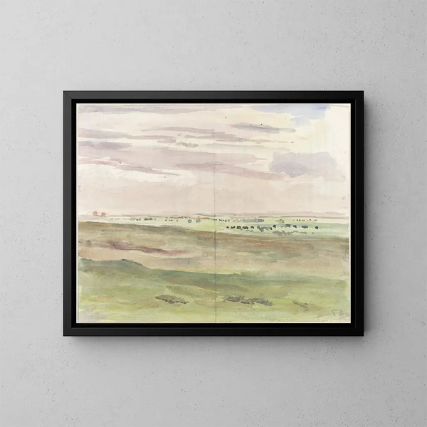 Landschap met weiden en kuddes - Frans Smissaert — ingelijst kunstwerk aan de muur