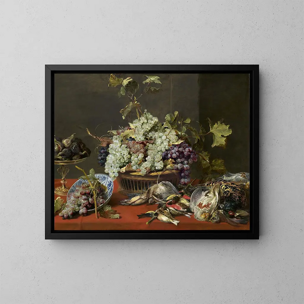 Natuurstudie met druiven en wild - Frans Snyders — ingelijst kunstwerk aan de muur