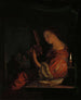 a woman playing a theorbo - Frans van Mieris the Elder — artwork view