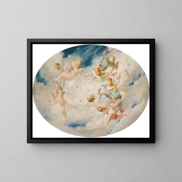 De Cupido's - František Hladík — ingelijst kunstwerk aan de muur