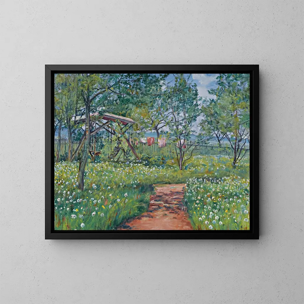Tuin in Libu - František Kaván — ingelijst kunstwerk aan de muur