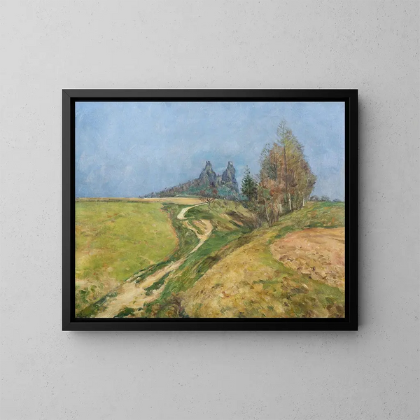 Lente onder Trosky - František Kaván — ingelijst kunstwerk aan de muur