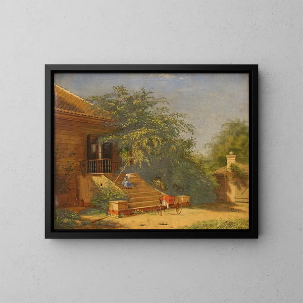 De trappen van de tuin die leiden naar de schilderstudio van Christen Kbke aan Blegdammen, Kopenhagen - Frants Diderik Böe — ingelijst kunstwerk aan de muur