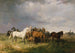 Paarden in de Puszta - Franz Adam — weergave van het kunstwerk