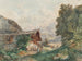 Landschap met boerderij en vrouw bij de put - Franz Barbarini — weergave van het kunstwerk