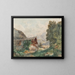 Landschap met boerderij en vrouw bij de put - Franz Barbarini — ingelijst kunstwerk aan de muur