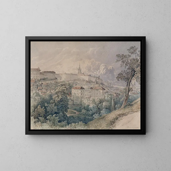 Uitzicht op Praag vanaf Petřín - Franz Barbarini — ingelijst kunstwerk aan de muur