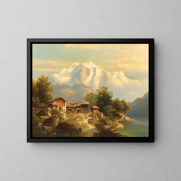 scène in Zwitserland - Franz Barbarini — ingelijst kunstwerk aan de muur